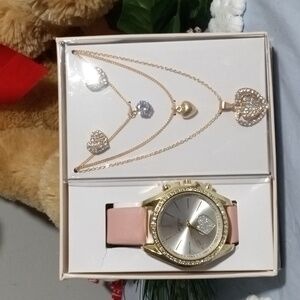 Watch Necklace Earring Set